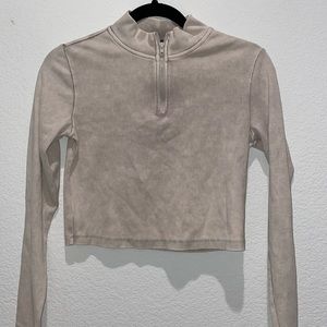 Acid wash tan quarter zip